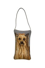 Dog Design on Small Pillow Yorkie Yorkshire Terrier Needlepoint Mini Decorative