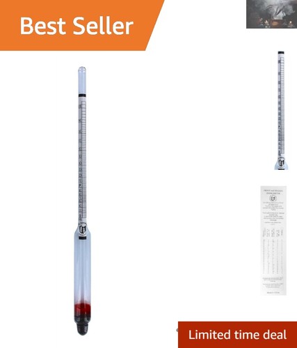 Accurate Reusable Glass Alcohol Hydrometer - 0-200 Proof for Distillers