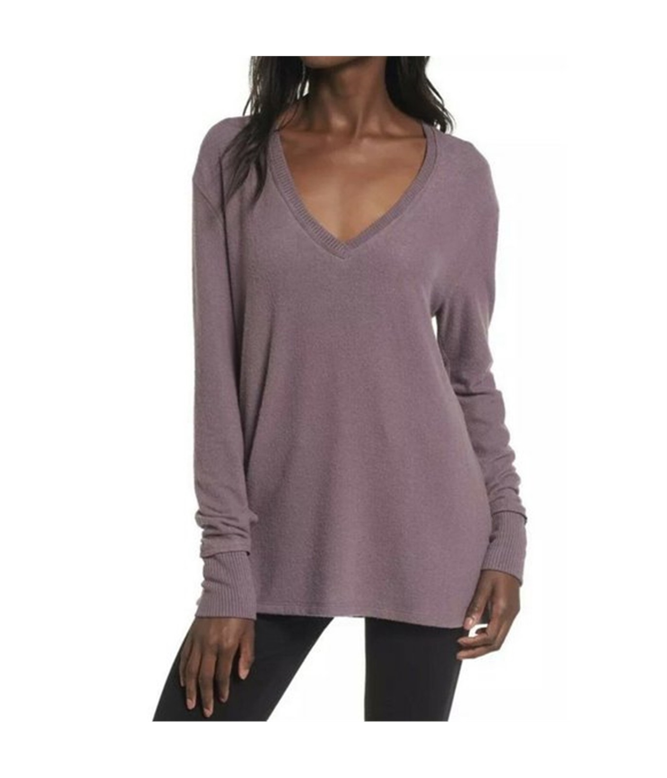 BP. Womens Solid V-Neck Pullover Sweater, Purple,… - image 1