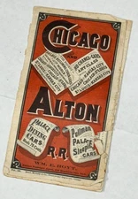 1881 Chicago & Alton RR Railroad Foldout Timetable Brochure Train Vintage Map