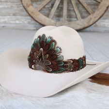 Blue Feather Hat Band for Western Cowboy Hats, Fits All Styles - Canyon