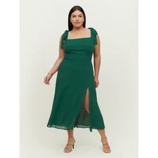 NWT Reformation Twilight ES Emerald Green Side Slit Georgette Midi Tank Dress 20