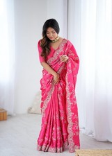SAREE BLOUSE INDIAN NEW SARI PAKISTANI WEDDING DESIGNER BOLLYWOOD PARTY WEAR