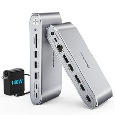Upgrade DisplayLink Docking Station Triple Monitor with 140W Power Adapter,45...