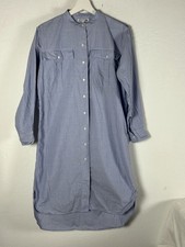 JW Anderson x Uniqlo Women Blue Button-Up Band Collar Long Sleeve Shirt Dress XS