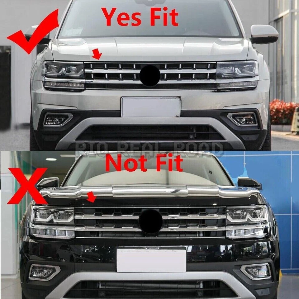 Parachoques delantero negro brillante para Volkswagen Atlas 2018-2019 tira de rejilla de malla Foto 2 de 4