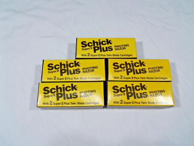 Lot of 5 Vtg Schick super2 PLUS pivoting razor 2 twin blade cartridge  in box