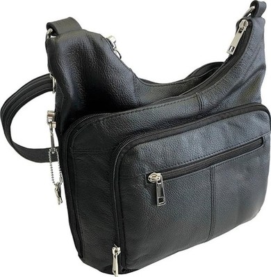 ROMA LEATHERS Stylish Leather Locking Concealment Crossbody Purse - CCW Conceale