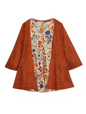 Rare Editions Multi Color Floral Tiered Dress with Cardigan Little Girls Size 4