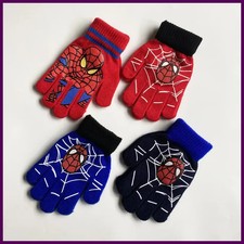Kids Spiderman Gloves Cartoon Print Winter Mittens Boys Girls 5-10Y Christmas