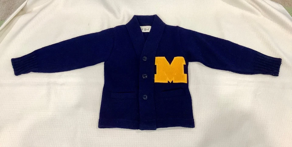 Suéter vintage Michigan Wolverines niños pequeños, 100 % lana, años 70 Foto 2 de 4