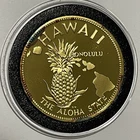 Hawaii State Proof Coin 24k Gold over Sterling Silver Rare Collector Round Medal