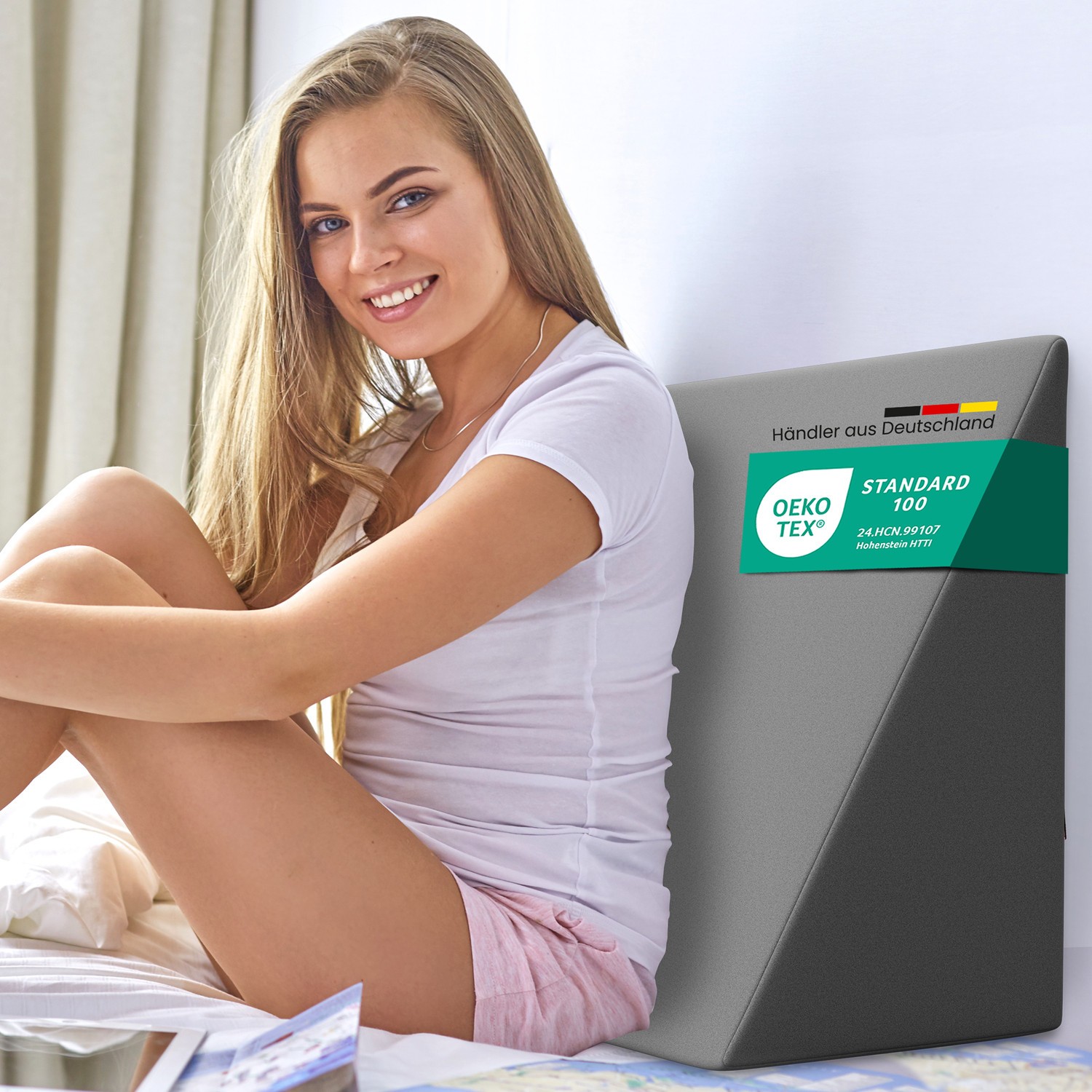 Keilkissen Bett Sofa Beinkissen Lagerungskeil Bettkeil 30x50x60 cm