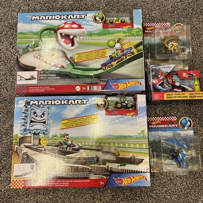 Hot Wheel Mario Kart 5pc Lot Thwomp Piranha Yoshi Bowser Luigi All New!