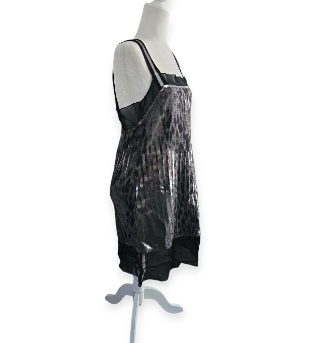 Vestido Philosophy Di Alberta Ferretti Negro y Plateado Metálico Estampado Animal.Talla 6 Foto 2 de 4