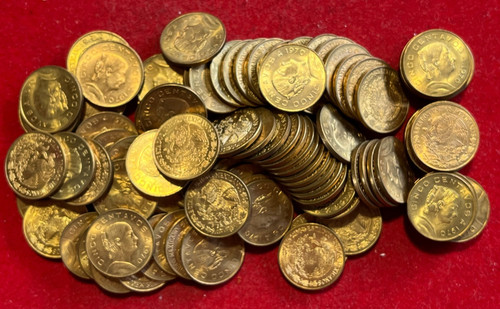S108 Mexico 100 Coins from Mint Bag - 5 Centavos 1970 Mo KM#427 UNC