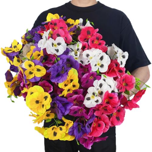 12 Bundles Artificial Pansy Flowers Faux Plastic Wild Flowers Bushes for Home... - Picture 2 of 7