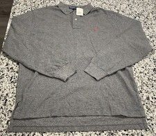 Vintage Polo Ralph Lauren Long Sleeve Polo Shirt Mens Large Gray Orange Pony