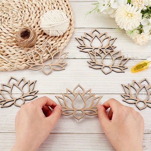 24pcs Wooden Basket Bottoms Crochet Basket Base for Knitting Supplies Lotus - Picture 3 of 5