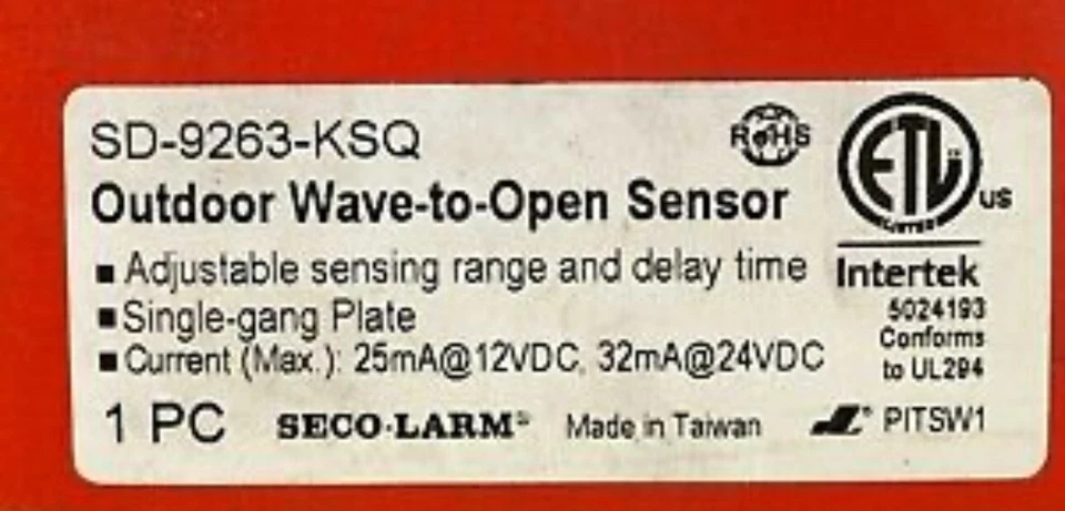 Seco-Larm SD-9263-KSQ Outdoor Wave-to-Open Sensor-Single-Gang with English Mess - Image 3 of 4