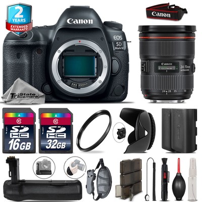 Canon EOS 5D Mark IV + 24-70mm 2.8L II + Battery Grip + Extra Battery - 48GB Kit