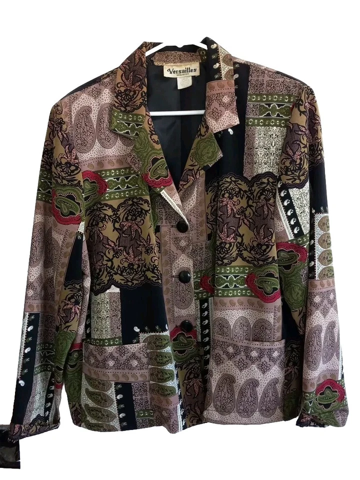 Abrigo Blazer Vintage Versalles Mujer Grande Cachemira/Floral Acolchado Multicolor Foto 3 de 4