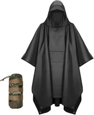 Impermeables Para La Lluvia Hombre Mujer Ponchos Con Capucha Negro Impermeable..