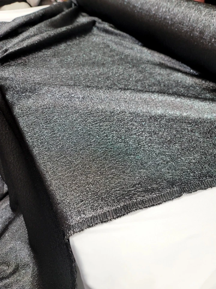 Fabric By The Yard Metallic Charcoal Brocade Embossed For Dress Prom Gown - Image 3 of 4