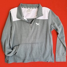VICTORIA  S SECRET PINK ... 1/ 4 Zip Pullover Sweatshirt ... Gray ... Size L