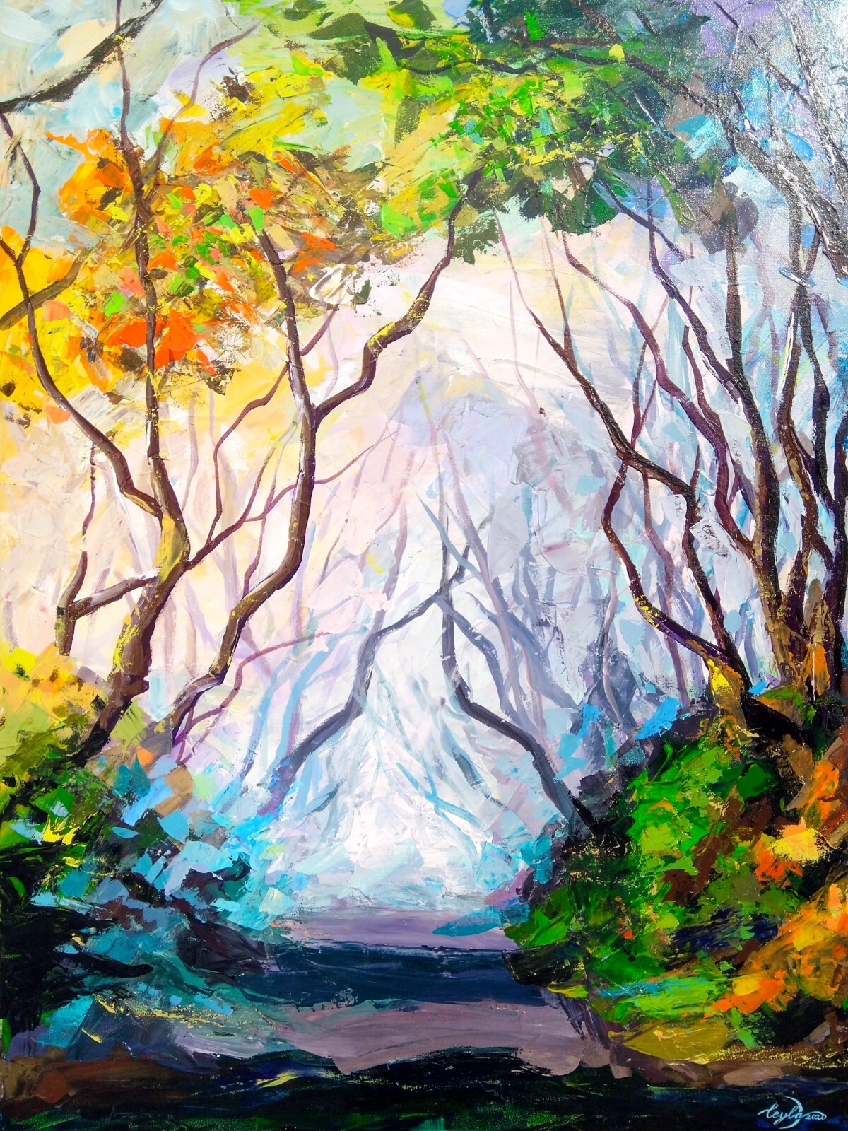 Original Acrylic Painting Forest 3D Painting Wood Large Painting