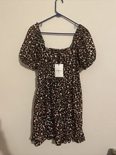 Who What Wear Women s Stretched Leopard Animal Print Dress W/ Pockets,Sz S NWT