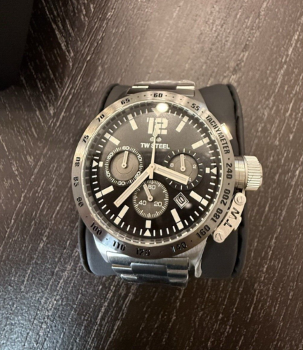 Men's TW 9004 Steel Watch Black New - stainless steel band, black leather band