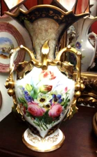 Tall Old Paris Porcelain Vase  Antique 19th