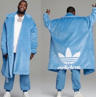Beyonce Adidas X Ivy Park Fur Coat Long Jacket LightBlue Sz Beyonce Adidas X Ivy Park Fur Coat Long Jacket LightBlue Sz