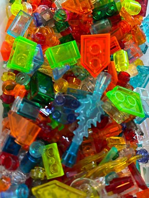 Lego transparenter Stein, Platte, Fliese, durchscheinende Kleinteile 50 zufällige Teile