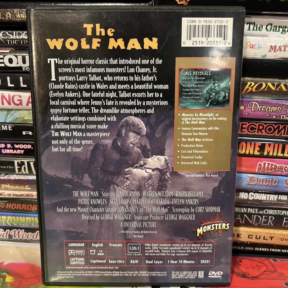 The Wolf Man 1941 DVD Claude Rains Bela Lugosi Lon Chaney Jr