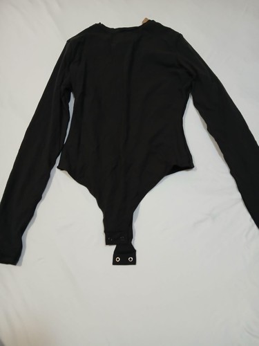Skims Fits Everybody Long Sleeve Crew Neck Bodysuit Women L Onyx AP-CRW-0739 G39 - Picture 2 of 3