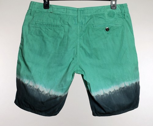 Paperbacks Mens Aqua Green Gray Dip Dye Casual Shorts 32 36 38 - Picture 2 of 3