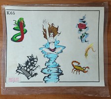ORIGINAL 1982 VINTAGE Shop Used Kari Barba Spaulding Rogers Tattoo Flash Sheet
