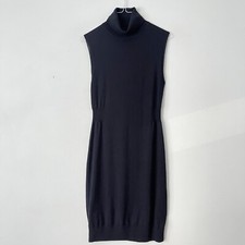 Uniqlo Size 4 Black Wool Sleeveless Turtleneck Midi Sweater Dress