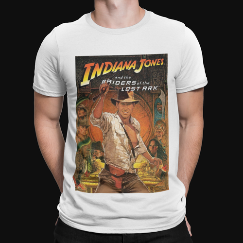 Indiana Jones Art T-shirt - Movie poster 80s shark film retro yolo gift TV Funny