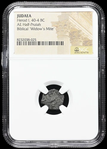 JUDEAN. Herod the Great, 40-4 B.C. Æ Half Prutah, Eagle, NGC Certified