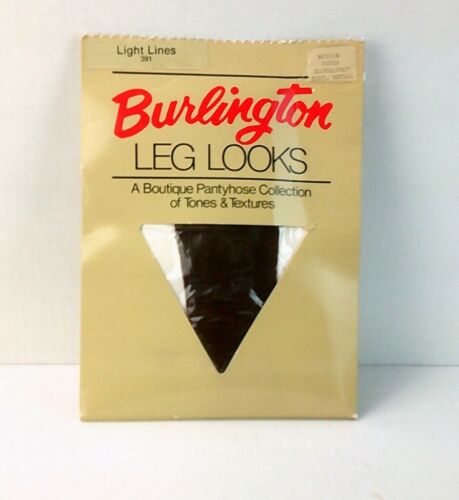 Vintage Burlington Leg Looks Pantyhose Light Lines Cocoa Size Medium Sandal Foot - Picture 1 of 5