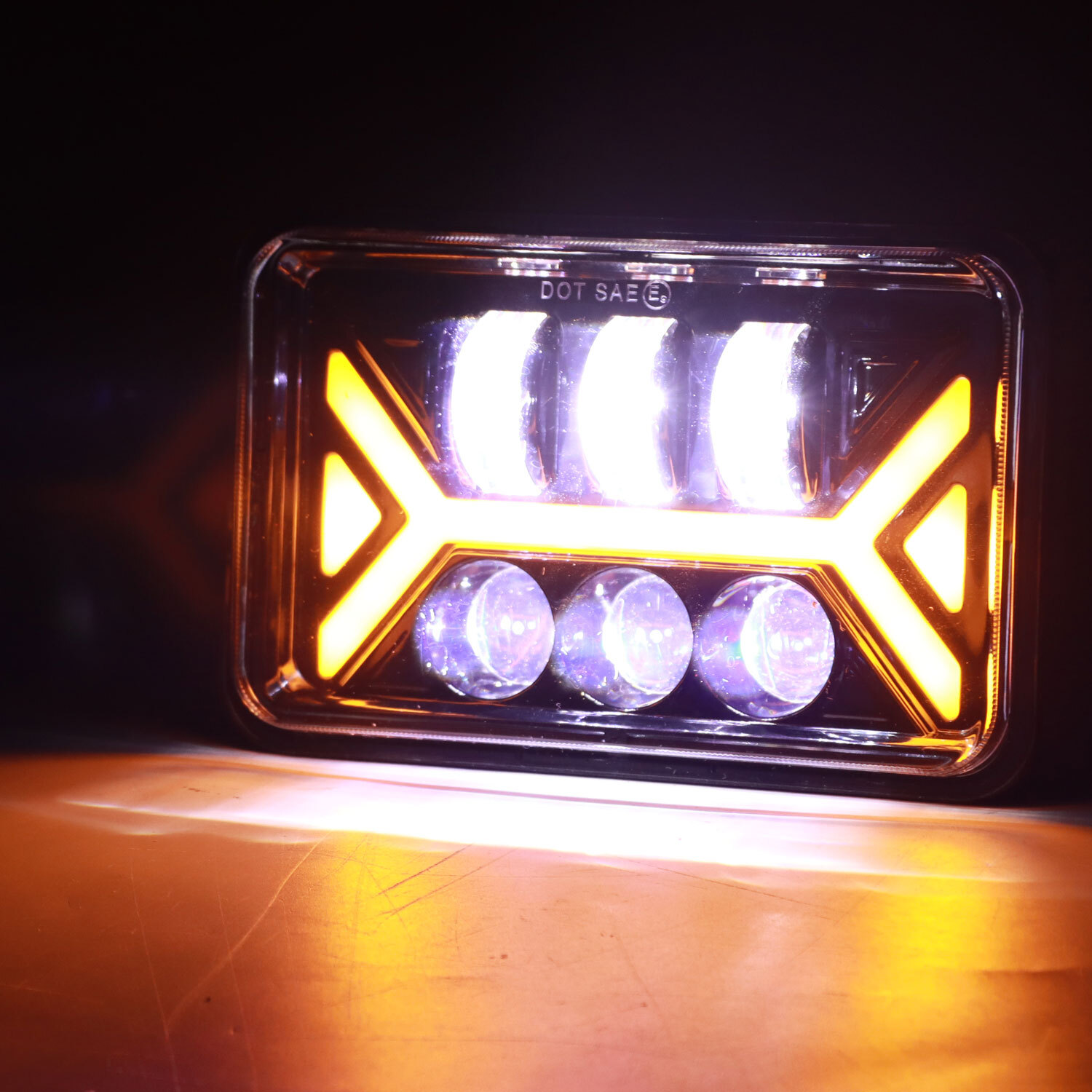 4PCS For GMC C4500 C5500 Topkick 2003-2009 DOT 4x6" LED Headlights Hi/Lo Beam H4