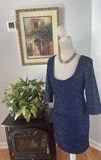 Material Girl Dress Womens Small Mini Bodycon Cutout Scoop Stretch Blue Short L