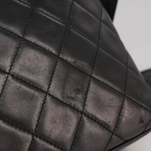 CHANEL Matelasse Shoulder Bag Lamb Skin Black Gold CC Auth 108071 - 第 9/24 張圖片