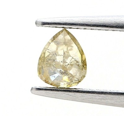 Lose Echter Natürlicher Diamant 0.39ct Gräulich Gelb Funkelnd Birne Voll Für Gif