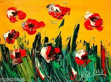 POPPIES FLORAL  Original Fine Art Modern  Original Painting  StERTH