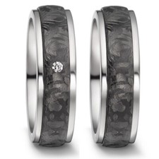 Titanfactory Titan Trauringe 52545 mit Carbon 1 Brillanten ges. 0.03 ct. w/si