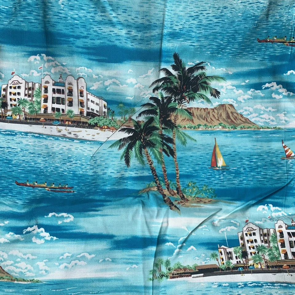 "Tela de ropa de rayón vintage tropical de playa 114x56""" Foto 2 de 4